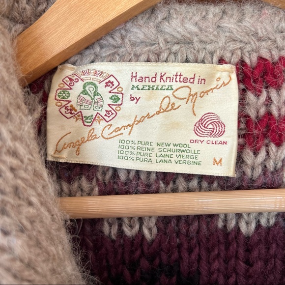 1970s vintage cardigan sweater coat wool knit boho Cottagecore winter jacket - Picture 4 of 8